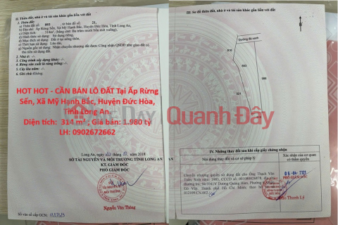 HOT HOT - NEED TO SELL LAND LOT AT Rung Sen Hamlet, My Hanh Bac Commune, Duc Hoa District, Long An Province. _0