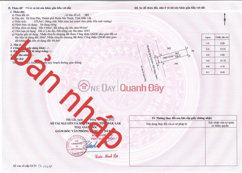 BEAUTIFUL LAND - INVESTMENT PRICE - OWNER URGENTLY NEEDS TO SELL LAND LOT in Hoa Phu Commune, Buon Ma Thuot City, Dak Lak Sales Listings