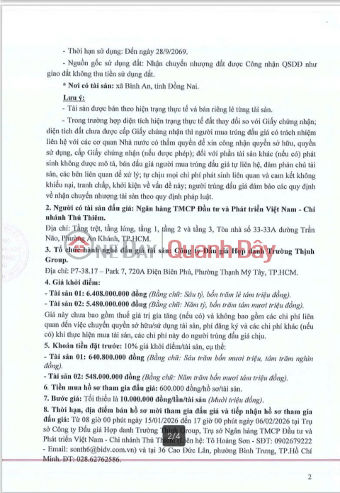 Ngân Hàng BIDV Bán đấu Giá Công Khai Lô Đất Tại Xã Bình An, Long Thành, Đồng Nai _0