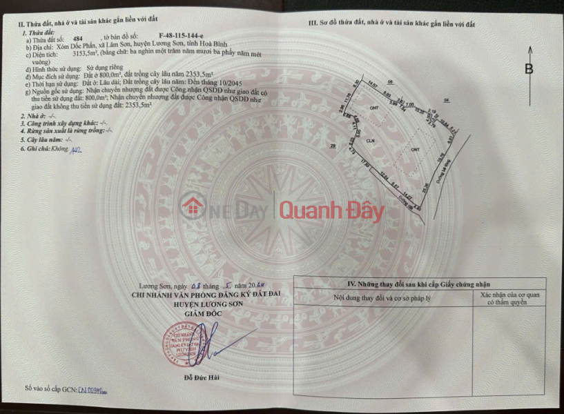 đ 12.2 Billion Urgent sale of a 3,100m² plot of land facing National Highway 6 - a prime location in Luong Son, Hoa Binh.