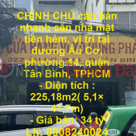 CHÍNH CHỦ cần bán nhanh căn nhà mặt tiền hẻm, vị trí tại phường 14, quận Tân Bình, TPHCM _0