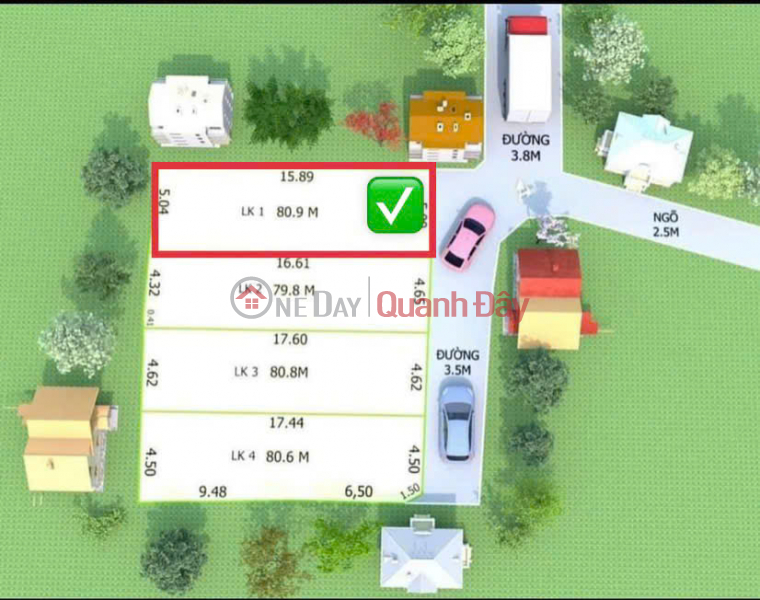 Need to transfer 80m near Dinh Du Trading and Service Market, Van Lam, Hung Yen, car road Sales Listings