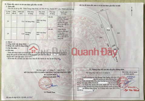 Extremely rare opportunity: 73m² of land in Tien Phong for 2.6 billion VND. Close to Yen Market and National Highway 23. Parking available. _0