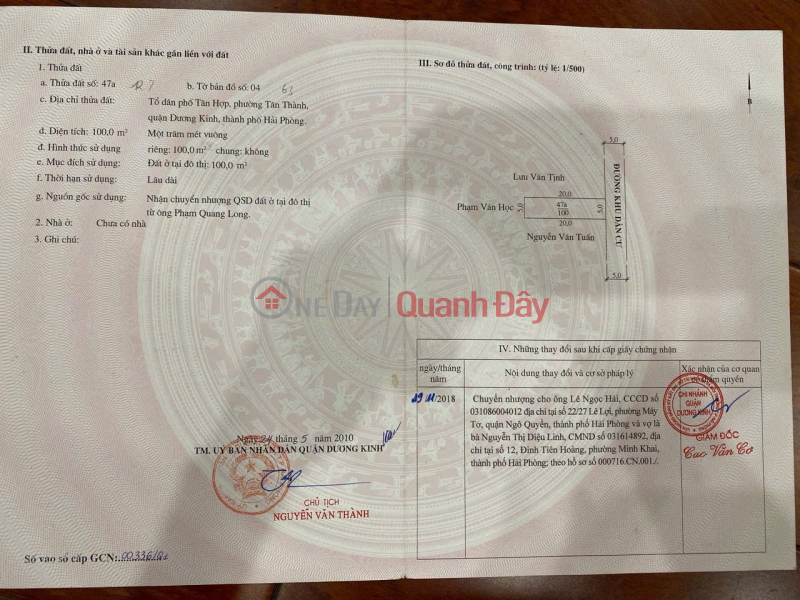 BÁN ĐẤT TÂN THÀNH DƯƠNG KINH 98M2 – NGÕ BÊ TÔNG RỘNG – GIÁ ĐẦU TƯ HIẾM ZALO 0567 222 555 | Việt Nam, Bán, đ 2,15 tỷ