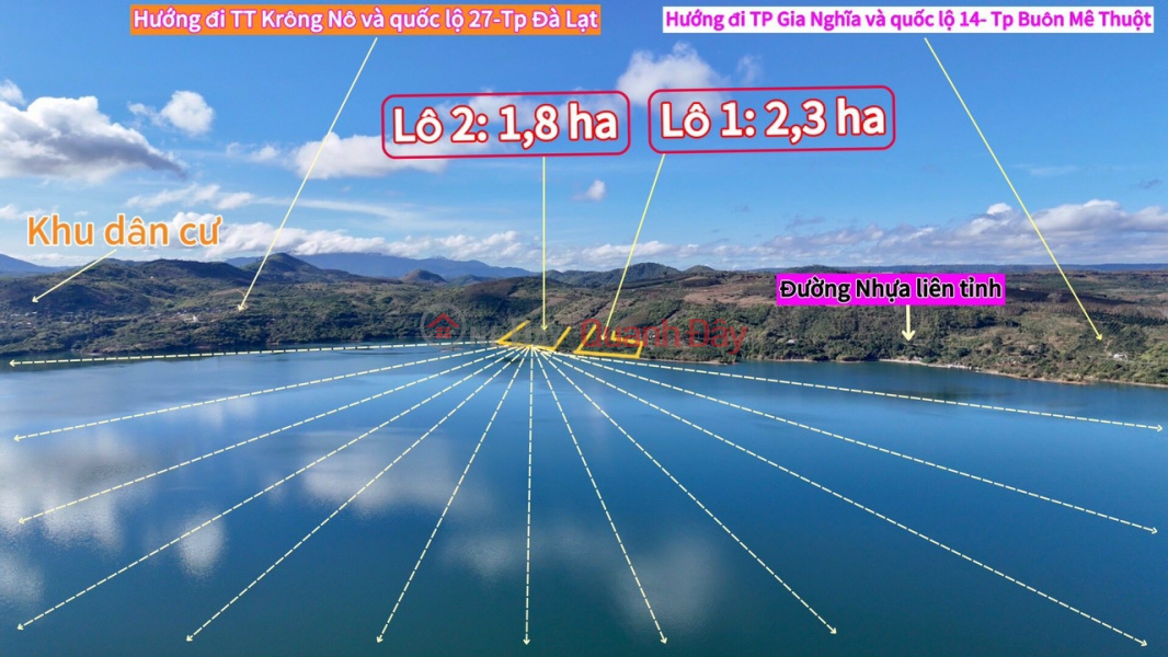 Land for sale with frontage on inter-provincial asphalt road, with 82m MT of road and 194m MT of lake | Vietnam, Sales | đ 2.5 Billion