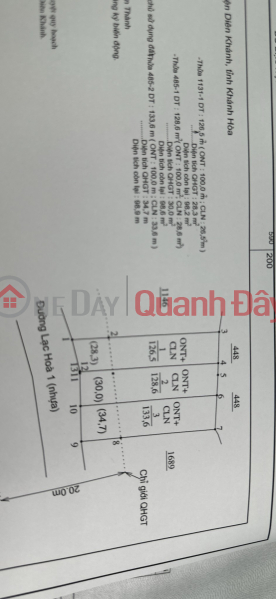 Land for sale, frontage on Lac Hoa 1, Dien Hoa, Dien Khanh, Khanh Hoa, 20m wide Vietnam Sales, đ 1.35 Billion