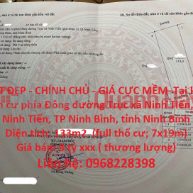ĐẤT ĐẸP - CHÍNH CHỦ - GIÁ CỰC MỀM Tại Trục Đường Xã Ninh Tiến, TP Ninh Bình _0