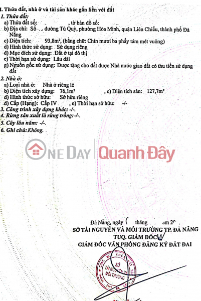 Bán nhà gác lửng đường Tú Qùy - Gần trường TH Bùi Thị Xuân Niêm yết bán