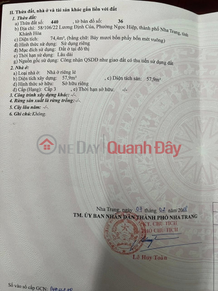 NEED MONEY, URGENTLY SELL LAND IN LUONG DINH CUA ALLEY, NGOC HIEP WARD, NEAR NGOC HIEP RESETTLEMENT AREA. CHEAP PRICE WITH FREE LAND TITLE, Vietnam Sales | đ 2.2 Billion