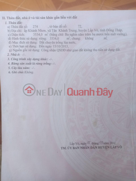 CHÍNH CHỦ Cần Bán Gấp Lô Đất Vị Trí Đẹp Tại Xã Tân Khánh Trung, Lấp Vò, Đồng Tháp Niêm yết bán