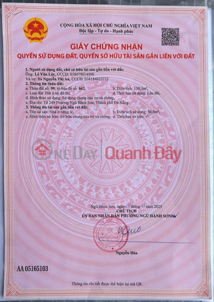 Property Search Vietnam | OneDay | Nhà ở, Niêm yết bán, HOT HOT – CHÍNH CHỦ CẦN BÁN LÔ ĐẤT NỞ HẬU TẠI Phường Hoà Quý, Quận Ngũ Hành Sơn- TP Đà Nẵng