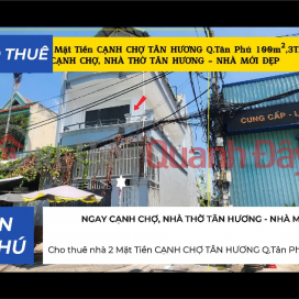 House for rent, 2 street frontages, next to Tan Huong Market, Tan Phu District, 100m², 3 floors, 20 million VND. _0
