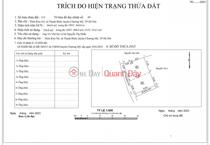 For Sale Urgently 160m Full Residential In Thanh Binh Auto Road Sat National Highway 6 Price 1.3 Billion VND Sales Listings