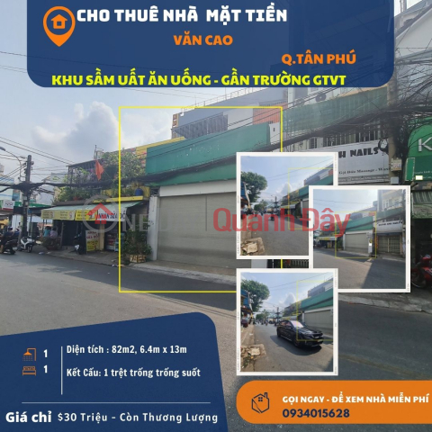 Cho thuê nhà Mặt Tiền Văn Cao 82m2, 30 triệu, gần ngã tư _0