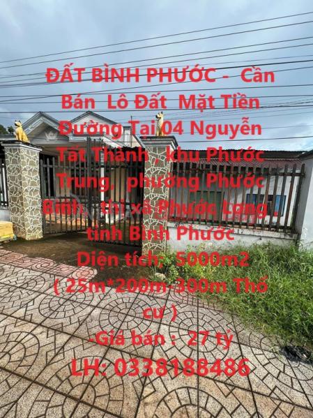BINH PHUOC LAND - Road Front Lot for Sale at Phuoc Binh Ward, Phuoc Long Town, Binh Phuoc Sales Listings