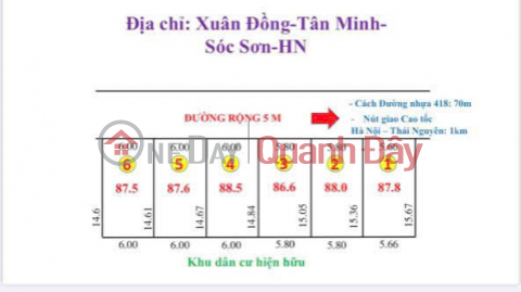 GIÁ NỔ THẲNG DẤT XUÂN ĐỒNG TÂN MINH DT 87,5 NM CHỈ HƠN TỶ VỊ CHÍ ĐÂT NẰM SÁT DG NHỰA 418 _0