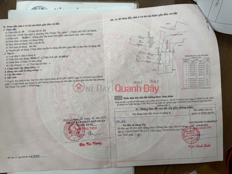 House for sale at 62\\/6K, Block 4, Tan Thuan Tay Ward, District 7, Ho Chi Minh City. Sales Listings