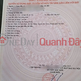 GOOD PRICE AT SON DOAI TAN MINH SOC SON HANOI -- AREA 80 M FUN RESIDENTIAL LAND _0