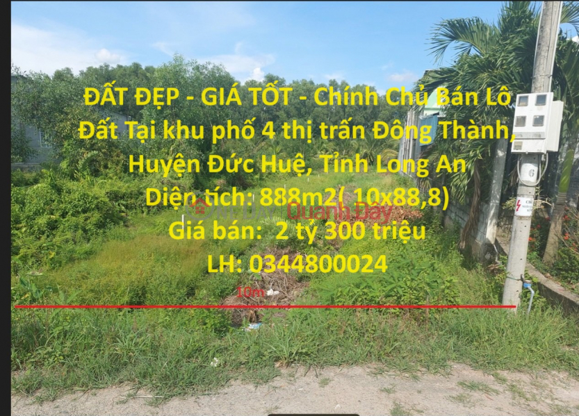 ĐẤT ĐẸP - GIÁ TỐT - Chính Chủ Bán Đất Tại Huyện Đức Huệ Tỉnh Long An Niêm yết bán