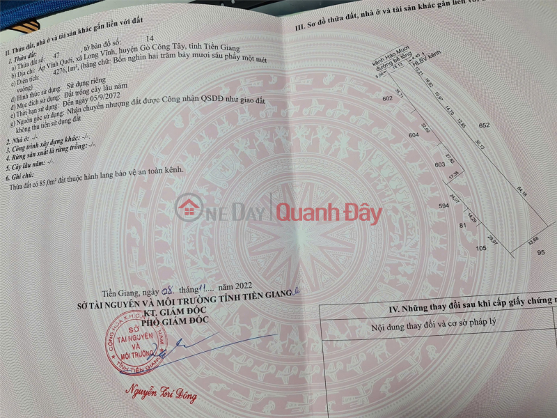 ĐẤT ĐẸP – GIÁ TỐT – CHÍNH CHỦ CẦN BÁN Tại Ấp Vĩnh Quế, xã Long Vĩnh, Gò Công Tây, Tiền Giang Niêm yết bán