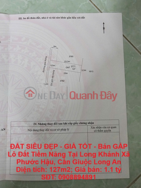 ĐẤT SIÊU ĐẸP - GIÁ TỐT - Bán GẤP Lô Đất Tiềm Năng Tại Long Khánh Xã Phước Hậu, Cần Giuộc Long An Niêm yết bán