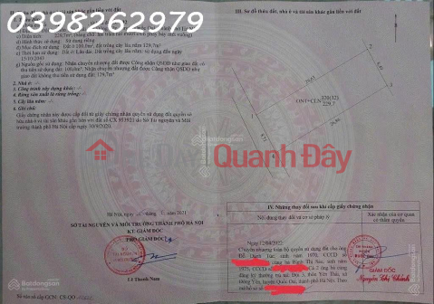 Bán đất chính chủ 229,7m2 có 100m2 thổ cư tại Thôn Yên Thái, Xã Đông Yên, Quốc Oai _0