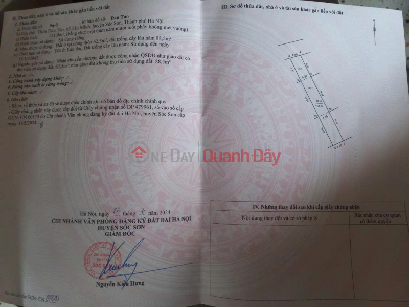 OWN A BEAUTIFUL LOT OF LAND IN TAN MINH CHAPTERS, SOC SON DISTRICT, HA NOI CITY Sales Listings