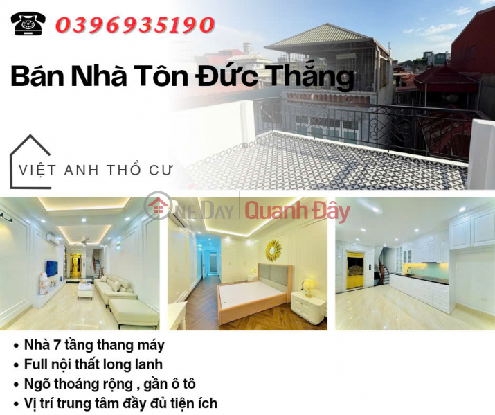 House for sale on Ton Duc Thang Street, 7 floors, airy alley, near cars, price: 13.7 billion, contact: 0396935190. Sales Listings