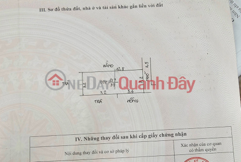 - 39m of residential land, square like banh chung - Only a few hundred meters to Chuong My A high school and Chuc market _0