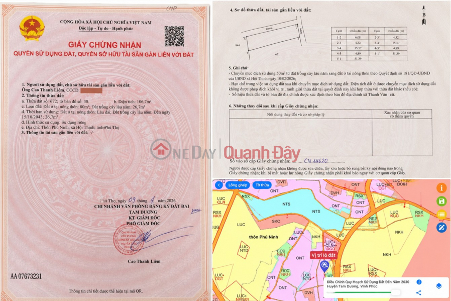 đ 1,65 tỷ | Đất 2 mặt đường Phú Ninh, Hội Thịnh - 106,7m2 ô tô tránh, sổ đỏ chính chủ chỉ 1,65 tỷ