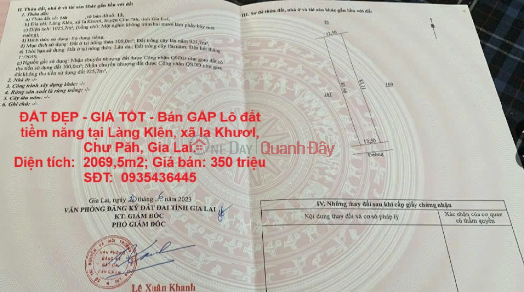 BEAUTIFUL LAND - GOOD PRICE - URGENT SALE Potential land lot in Klen Village, Ia Khuol Commune, Chu Pah, Gia Lai. Sales Listings