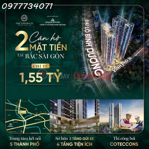 APARTMENT FOR SALE OF EMERALD 68 PROJECT RIGHT AT BINH DUONG GATE FOR ONLY 1.5 BILLION, Vietnam Sales | ₫ 1.5 Billion