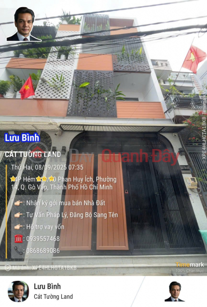 4-storey house for sale -- 6m alley Phan Huy Ich, Ward 14, Go Vap -- Near Tham Luong Canal -- Only 7.6 billion Sales Listings