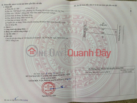 OWNER SELLING 150m2 RESIDENTIAL LAND WITH TITLE DEED, LOCATED RIGHT ON THE BYPASS ROAD FRONTING NATIONAL HIGHWAY 1A - KY ANH - HA TINH _0