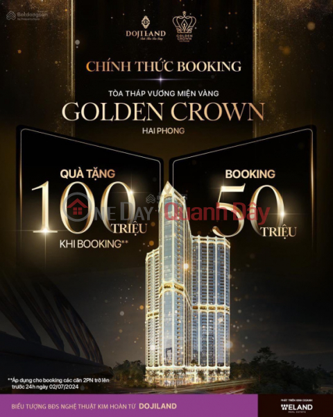 đ 4.3 Billion Receive booking for luxury apartment project Golden Crown Hai Phong - get 100 million immediately deducted from the price for 200 customers with