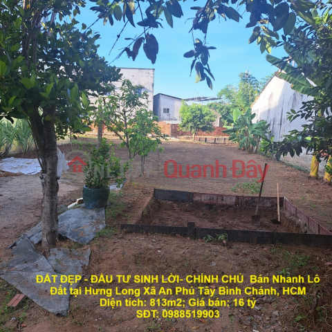 ĐẤT ĐẸP - ĐẦU TƯ SINH LỜI- CHÍNH CHỦ Bán Nhanh Lô Đất tại Hưng Long Xã An Phú Tây Bình Chánh, HCM _0