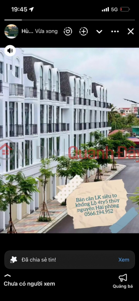 FOR SALE: Townhouse, 4 floors, Thuy Nguyen, Hai Phong, area 65m2, price 4 billion VND (3xx million VND). Contact: 0566.194.952 Sales Listings