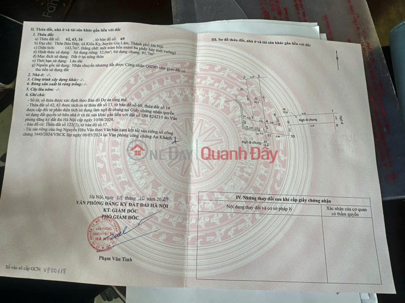 OWNER NEEDS TO SELL A BEAUTIFUL LOT OF LAND IN KIEU KY - GIA LAM, PRICE ONLY 3.6 BILLION Sales Listings