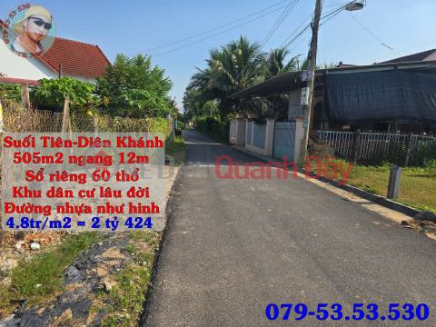 Đất đẹp Suối Tiên Diên Khánh, Khánh Hòa – Diện tích 505m² có 60m² thổ cư, đường nhựa 6m, gần khu đô thị VCN & _0