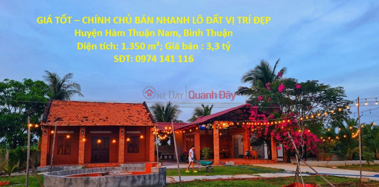 GIÁ TỐT – CHÍNH CHỦ BÁN NHANH LÔ ĐẤT VỊ TRÍ ĐẸP Huyện Hàm Thuận Nam, Bình Thuận Niêm yết bán