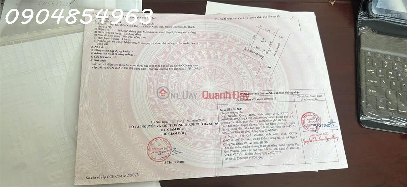 Owner needs to sell 163 m2 of land at K6 hill, Thuy Xuan Tien commune, Chuong My, Hanoi, Vietnam Sales đ 4 Billion