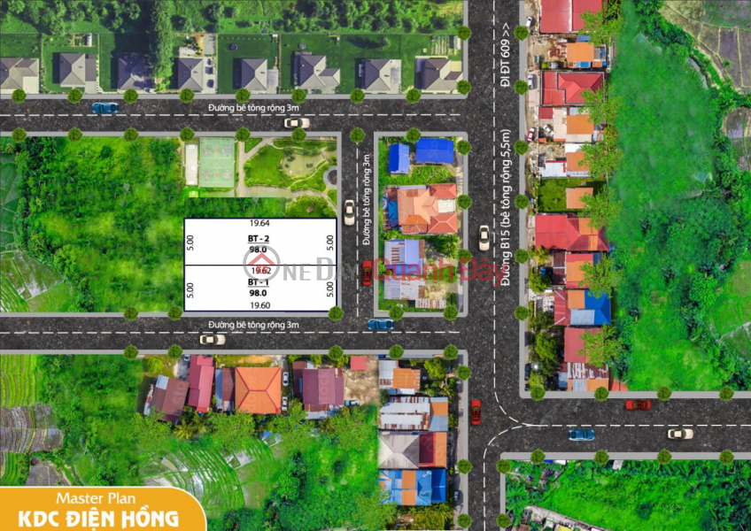 Land for sale 98m2 Dien Hong near Lac Thanh market, Hung Vuong street Sales Listings