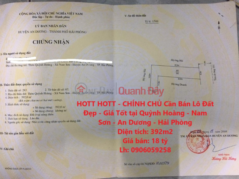 HOTT HOTT - OWNER Needs to Sell Beautiful Land Lot - Good Price in Quynh Hoang - Nam Son - An Duong - Hai Phong Sales Listings