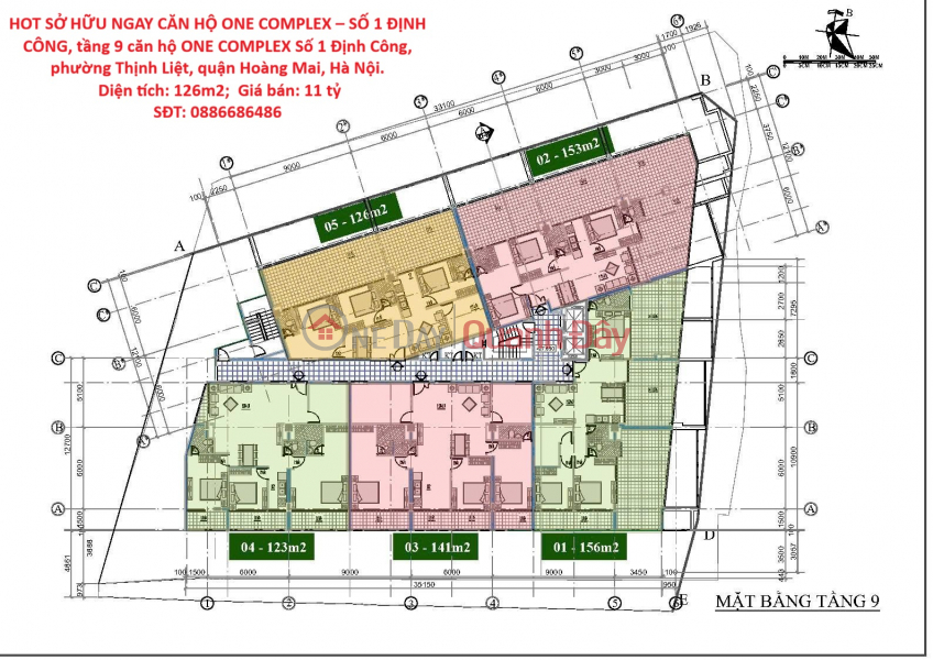 HOT SỞ HỮU NGAY CĂN HỘ ONE COMPLEX – SỐ 1 ĐỊNH CÔNG, Quận Hoàng Mai, Tp Hà Nội Niêm yết bán