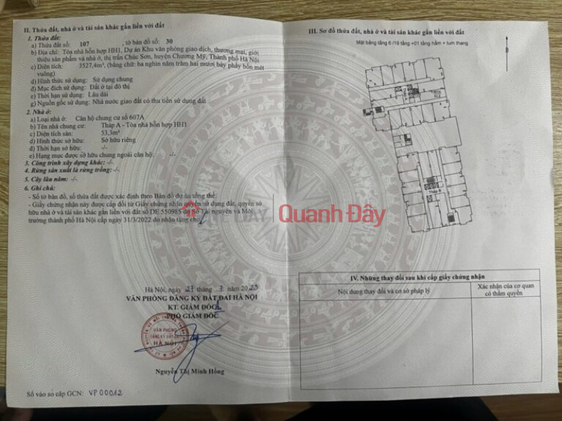 đ 2.5 Billion, RARE PRODUCT, ONLY 1 UNIT LEFT IN BUILDING A, LOC NINH APARTMENT BUILDING - CHUC SON CENTER - CHUONG MY - HA NOI AREA: 53.3M2