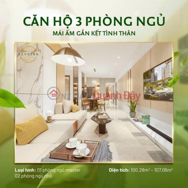 DIFFERENT ADVANTAGES OF 2 & 3 BEDROOM APARTMENTS AT ELYSIAN Vietnam Sales ₫ 3 Billion