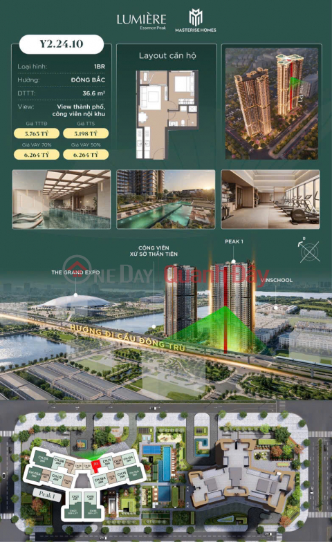 Invest just over 1.8 billion VND - Own a DIAMOND 1BR - 1 bedroom LUMIERE Co Loa _0