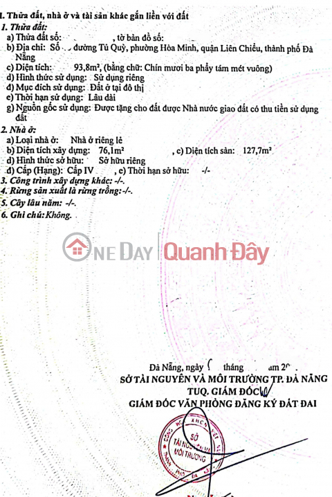 Bán nhà gác lửng đường Tú Qùy - Gần trường TH Bùi Thị Xuân _0