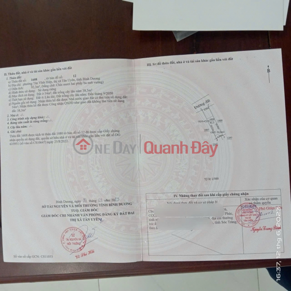 LAND LOT IN GOOD LOCATION - OWNER NEEDS TO SELL QUICKLY land lot in Tan Uyen town, Binh Duong province Sales Listings