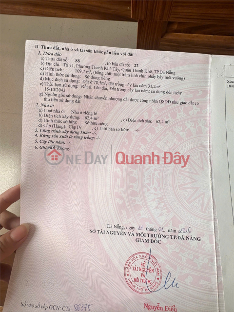 PRIME LAND - GREAT PRICE! OWNER NEEDS TO SELL QUICKLY. PLOT OF LAND WITH A FREE SINGLE-STORY HOUSE INCLUDED in Thanh Khe District, Da Nang City. _0